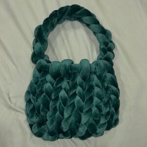 Crochet Shoulder Bag in Deep Green Hand Made